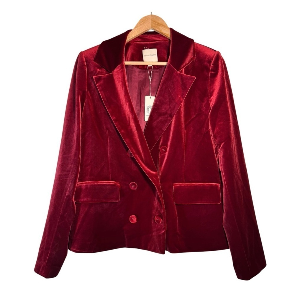 FAVORITE DAUGHTER Amore Velvet Blazer in Maroon NWT - Picture 3 of 11